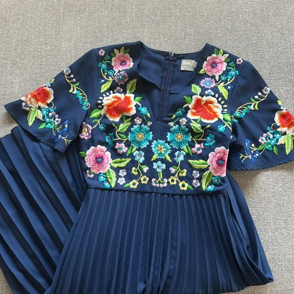 blue embroidered dress asos Vintage Hilo Hattie Blue & Red Hawaiian Dress main image 1